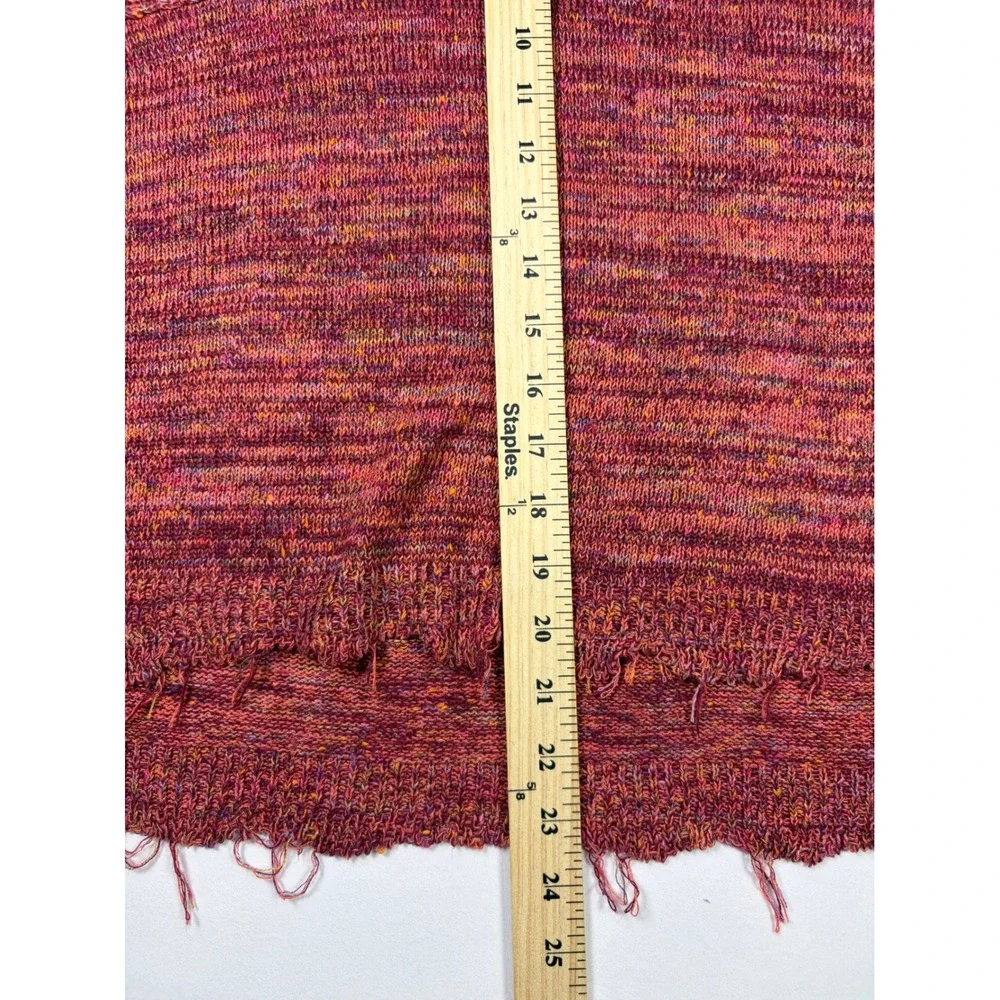 Free People Sweater Space Dye Boho Frayed Hem Oversized Hippie Festival Layered